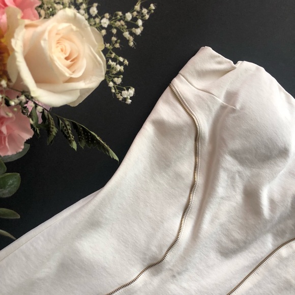 BODYCON WHITE ZIPPER STRAPLESS VISCOSE MINI DRESS - Picture 3 of 4